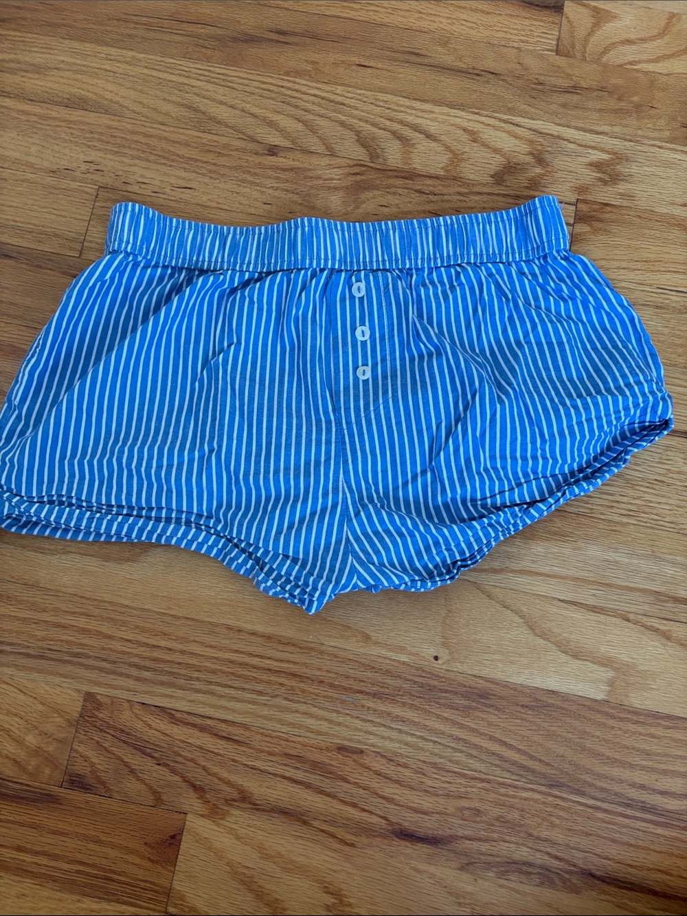 Anthropologie Blue and White Striped Athletic Shorts